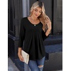 Zeagoo 3/4 Sleeve Tops for Women Crew Neck Blouses Pleated Casual Shirts Fall Work Clothes 2026(Black)