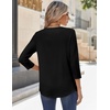 Zeagoo 3/4 Sleeve Tops for Women Crew Neck Blouses Pleated Casual Shirts Fall Work Clothes 2026(Black)