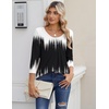 Zeagoo 3/4 Sleeve Tops for Women Crew Neck Blouses Pleated Casual Shirts Fall Work Clothes 2026(Black White 1)