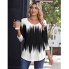 Zeagoo 3/4 Sleeve Tops for Women Crew Neck Blouses Pleated Casual Shirts Fall Work Clothes 2026(Black White 1)