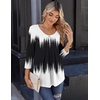 Zeagoo 3/4 Sleeve Tops for Women Crew Neck Blouses Pleated Casual Shirts Fall Work Clothes 2026(Black White 1)