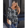 Zeagoo 3/4 Sleeve Tops for Women Crew Neck Blouses Pleated Casual Shirts Fall Work Clothes 2026(Black White 2)