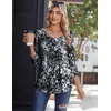 Zeagoo 3/4 Sleeve Tops for Women Crew Neck Blouses Pleated Casual Shirts Fall Work Clothes 2026(Black White 2)