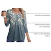 Zeagoo 3/4 Sleeve Tops for Women Crew Neck Blouses Pleated Casual Shirts Fall Work Clothes 2026(Floral Blue)