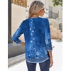 Zeagoo 3/4 Sleeve Tops for Women Crew Neck Blouses Pleated Casual Shirts Fall Work Clothes 2026(Floral Navy)