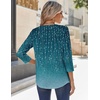 Zeagoo 3/4 Sleeve Tops for Women Crew Neck Blouses Pleated Casual Shirts Fall Work Clothes 2026(Leaf Blue)