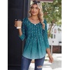 Zeagoo 3/4 Sleeve Tops for Women Crew Neck Blouses Pleated Casual Shirts Fall Work Clothes 2026(Leaf Blue)