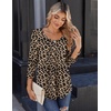 Zeagoo 3/4 Sleeve Tops for Women Crew Neck Blouses Pleated Casual Shirts Fall Work Clothes 2026(Leopard An284)