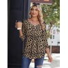 Zeagoo 3/4 Sleeve Tops for Women Crew Neck Blouses Pleated Casual Shirts Fall Work Clothes 2026(Leopard An284)