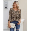Zeagoo 3/4 Sleeve Tops for Women Crew Neck Blouses Pleated Casual Shirts Fall Work Clothes 2026(Leopard An284)