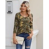 Zeagoo 3/4 Sleeve Tops for Women Crew Neck Blouses Pleated Casual Shirts Fall Work Clothes 2026(Multi 3)