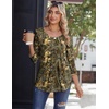 Zeagoo 3/4 Sleeve Tops for Women Crew Neck Blouses Pleated Casual Shirts Fall Work Clothes 2026(Multi 3)
