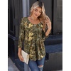 Zeagoo 3/4 Sleeve Tops for Women Crew Neck Blouses Pleated Casual Shirts Fall Work Clothes 2026(Multi 3)
