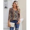 Zeagoo 3/4 Sleeve Tops for Women Crew Neck Blouses Pleated Casual Shirts Fall Work Clothes 2026(Multi Floral Mz721)