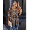 Zeagoo 3/4 Sleeve Tops for Women Crew Neck Blouses Pleated Casual Shirts Fall Work Clothes 2026(Multi Floral Mz721)