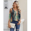 Zeagoo 3/4 Sleeve Tops for Women Crew Neck Blouses Pleated Casual Shirts Fall Work Clothes 2026(Multi Striped Cx89)
