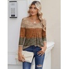 Zeagoo 3/4 Sleeve Tops for Women Crew Neck Blouses Pleated Casual Shirts Fall Work Clothes 2026(Stripe Brown)