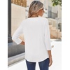 Zeagoo 3/4 Sleeve Tops for Women Crew Neck Blouses Pleated Casual Shirts Fall Work Clothes 2026(White)