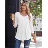Zeagoo 3/4 Sleeve Tops for Women Crew Neck Blouses Pleated Casual Shirts Fall Work Clothes 2026(White)