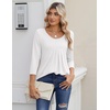 Zeagoo 3/4 Sleeve Tops for Women Crew Neck Blouses Pleated Casual Shirts Fall Work Clothes 2026(White)