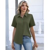 Zeagoo Button Down Shirts for Women Short Sleeve Tops Dressy Casual Blouses(Army Green)