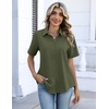 Zeagoo Button Down Shirts for Women Short Sleeve Tops Dressy Casual Blouses(Army Green)