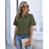 Zeagoo Button Down Shirts for Women Short Sleeve Tops Dressy Casual Blouses(Army Green)