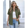 Zeagoo Button Down Shirts for Women Short Sleeve Tops Dressy Casual Blouses(Army Green)