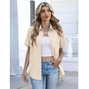 Zeagoo Button Down Shirts for Women Short Sleeve Tops Dressy Casual Blouses(Beige)