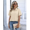 Zeagoo Button Down Shirts for Women Short Sleeve Tops Dressy Casual Blouses(Beige)