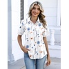 Zeagoo Button Down Shirts for Women Short Sleeve Tops Dressy Casual Blouses(Bf290-white Flowers)