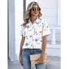 Zeagoo Button Down Shirts for Women Short Sleeve Tops Dressy Casual Blouses(Bf290-white Flowers)