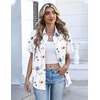 Zeagoo Button Down Shirts for Women Short Sleeve Tops Dressy Casual Blouses(Bf290-white Flowers)