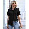 Zeagoo Button Down Shirts for Women Short Sleeve Tops Dressy Casual Blouses(Black)