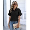 Zeagoo Button Down Shirts for Women Short Sleeve Tops Dressy Casual Blouses(Black)