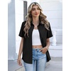 Zeagoo Button Down Shirts for Women Short Sleeve Tops Dressy Casual Blouses(Black)