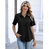Zeagoo Button Down Shirts for Women Short Sleeve Tops Dressy Casual Blouses(Black)
