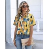 Zeagoo Button Down Shirts for Women Short Sleeve Tops Dressy Casual Blouses(Jh579-multicolored)