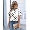 Zeagoo Button Down Shirts for Women Short Sleeve Tops Dressy Casual Blouses(Jh592- Polka Dots)