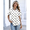 Zeagoo Button Down Shirts for Women Short Sleeve Tops Dressy Casual Blouses(Jh592- Polka Dots)