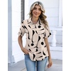 Zeagoo Button Down Shirts for Women Short Sleeve Tops Dressy Casual Blouses(Jh602-light Khaki)