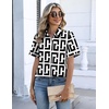 Zeagoo Button Down Shirts for Women Short Sleeve Tops Dressy Casual Blouses(Jh608- Geometry)