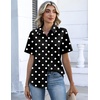 Zeagoo Button Down Shirts for Women Short Sleeve Tops Dressy Casual Blouses(Jh696- Polka Dot)