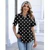Zeagoo Button Down Shirts for Women Short Sleeve Tops Dressy Casual Blouses(Jh696- Polka Dot)