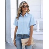 Zeagoo Button Down Shirts for Women Short Sleeve Tops Dressy Casual Blouses(Light Blue)