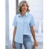 Zeagoo Button Down Shirts for Women Short Sleeve Tops Dressy Casual Blouses(Light Blue)
