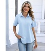 Zeagoo Button Down Shirts for Women Short Sleeve Tops Dressy Casual Blouses(Light Blue)