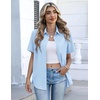 Zeagoo Button Down Shirts for Women Short Sleeve Tops Dressy Casual Blouses(Light Blue)