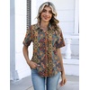 Zeagoo Button Down Shirts for Women Short Sleeve Tops Dressy Casual Blouses(Mz721-multicolored)