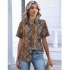 Zeagoo Button Down Shirts for Women Short Sleeve Tops Dressy Casual Blouses(Mz721-multicolored)